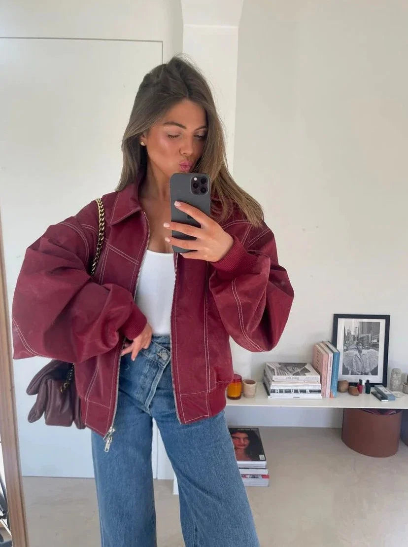 Roselle™ Oversized Leather Jacket
