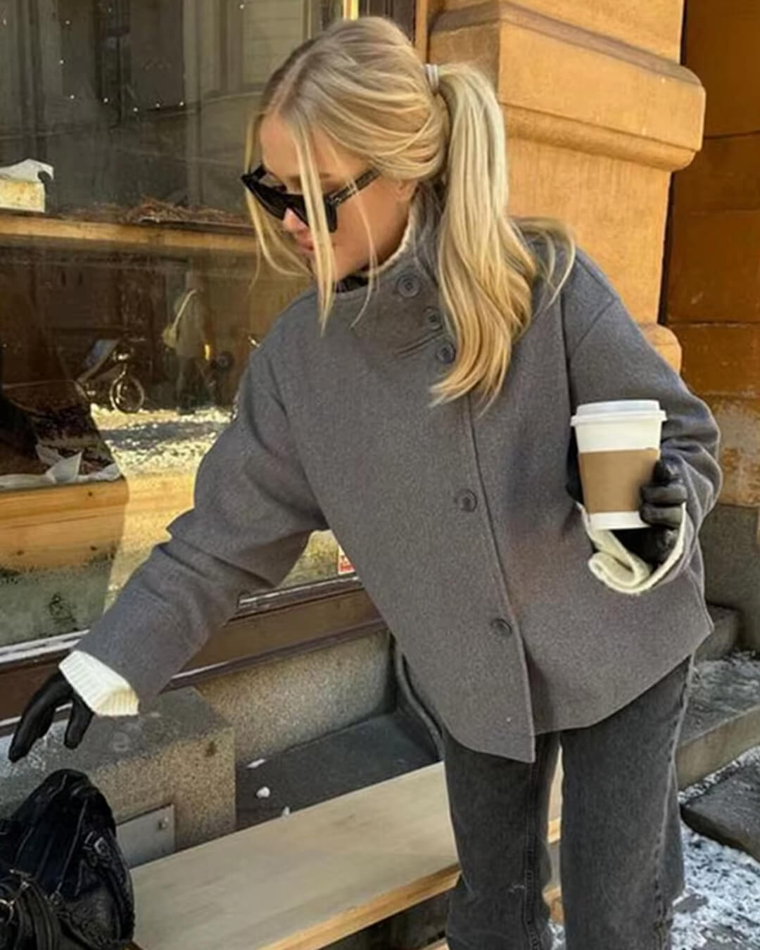 Claire wool coat High Neck