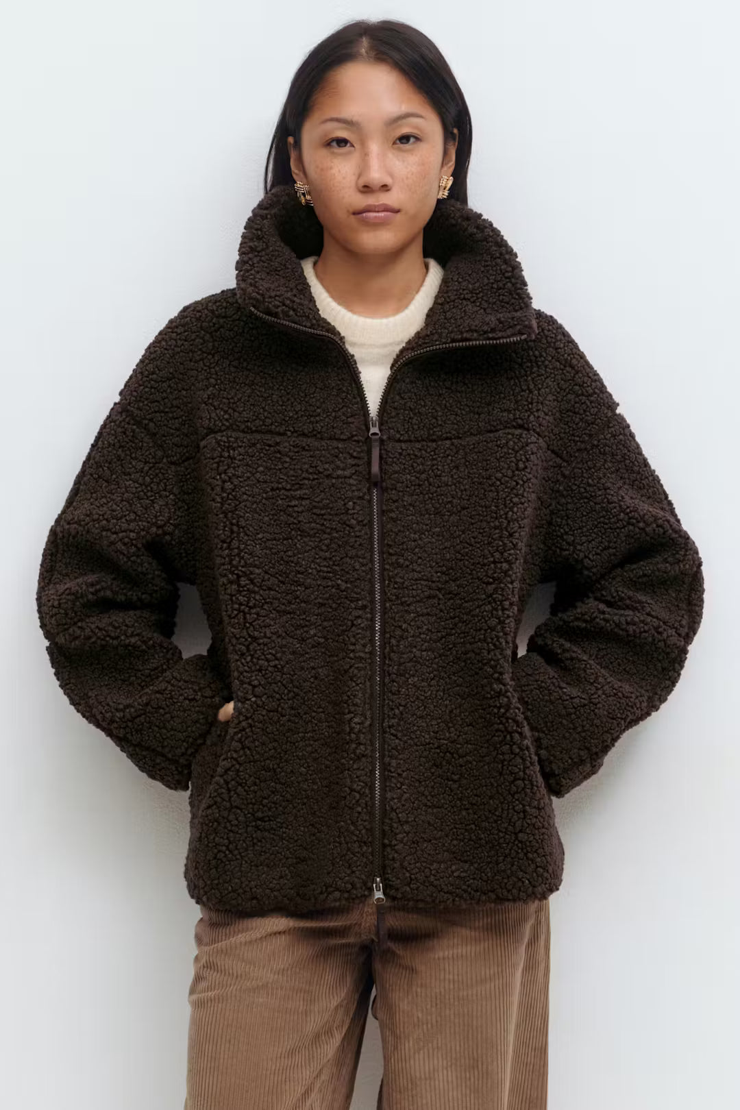 Pile zip jacket