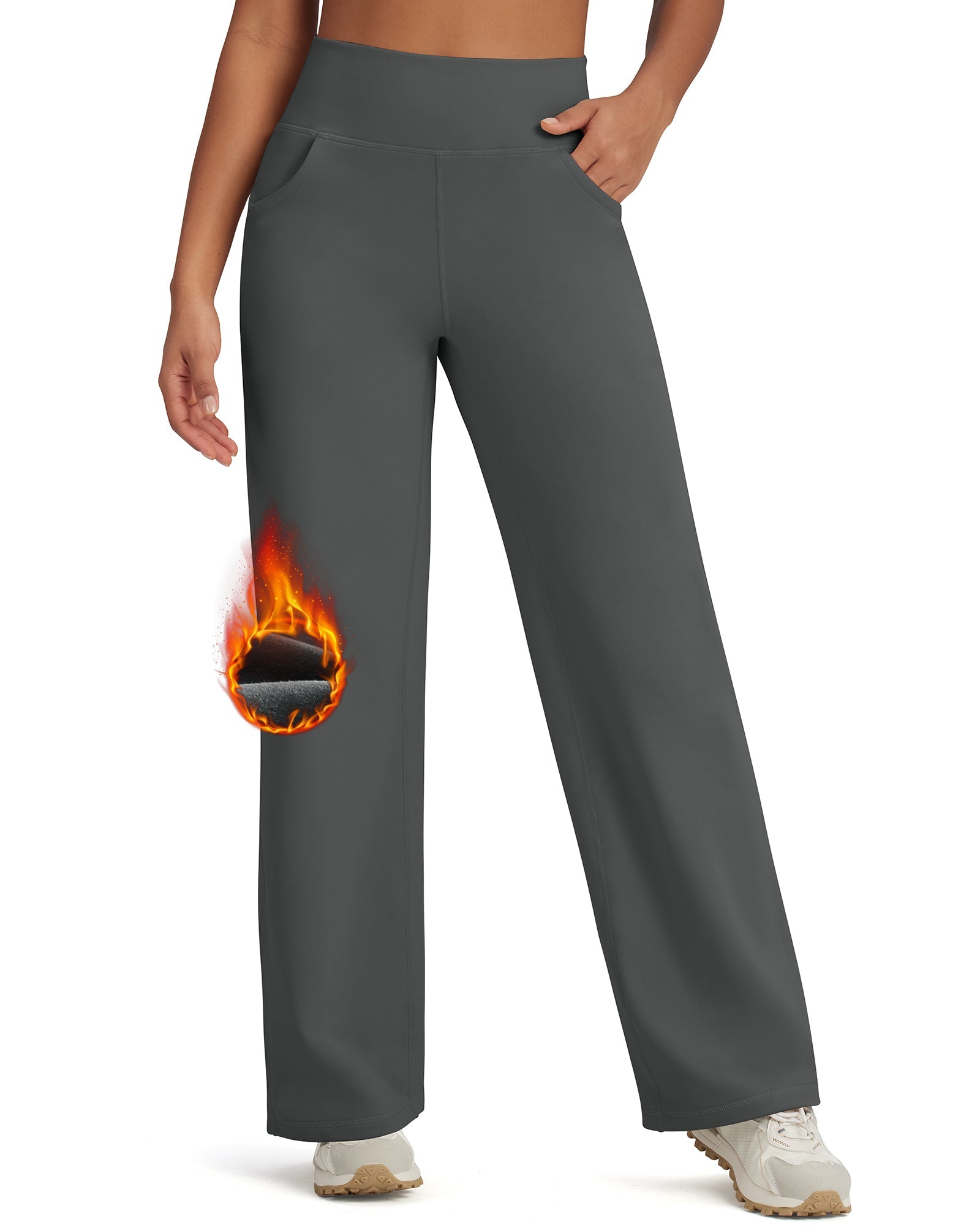 Fleece Lined High-Waist Loose Casual Pants