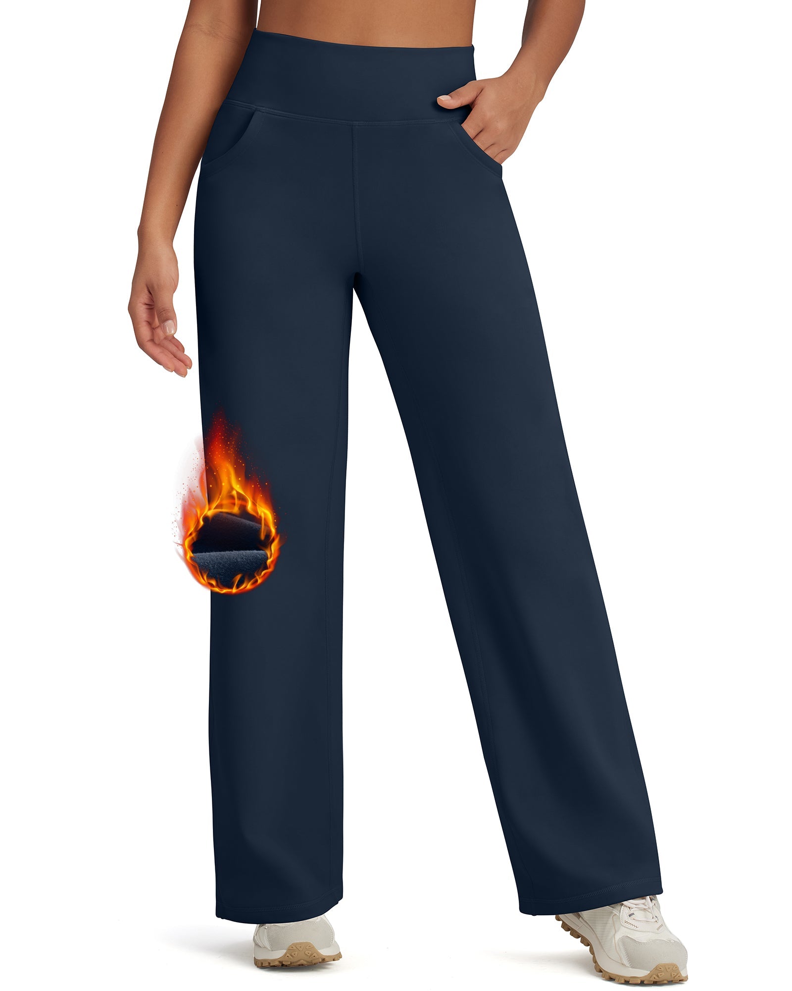 Fleece Lined High-Waist Loose Casual Pants