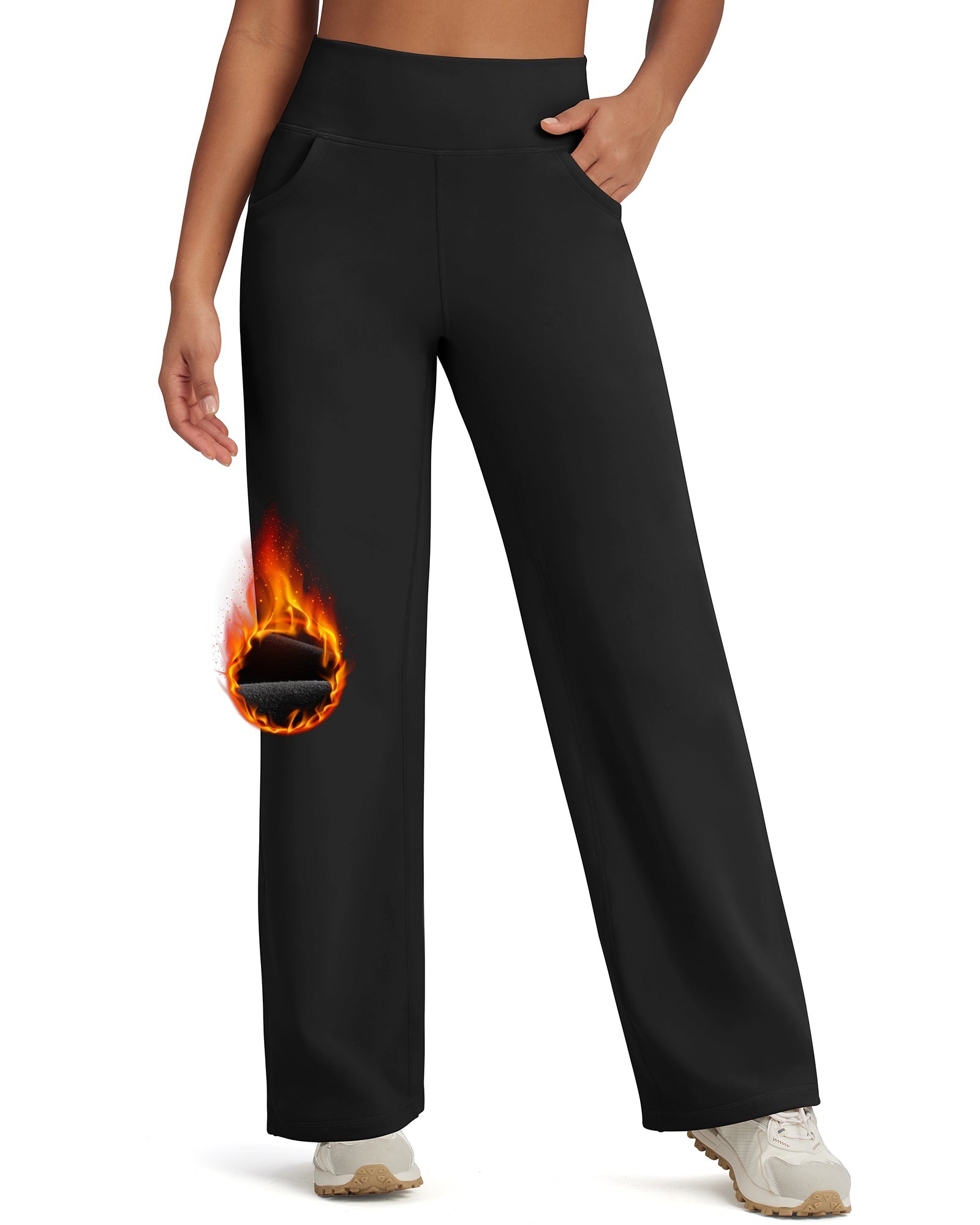 Fleece Lined High-Waist Loose Casual Pants