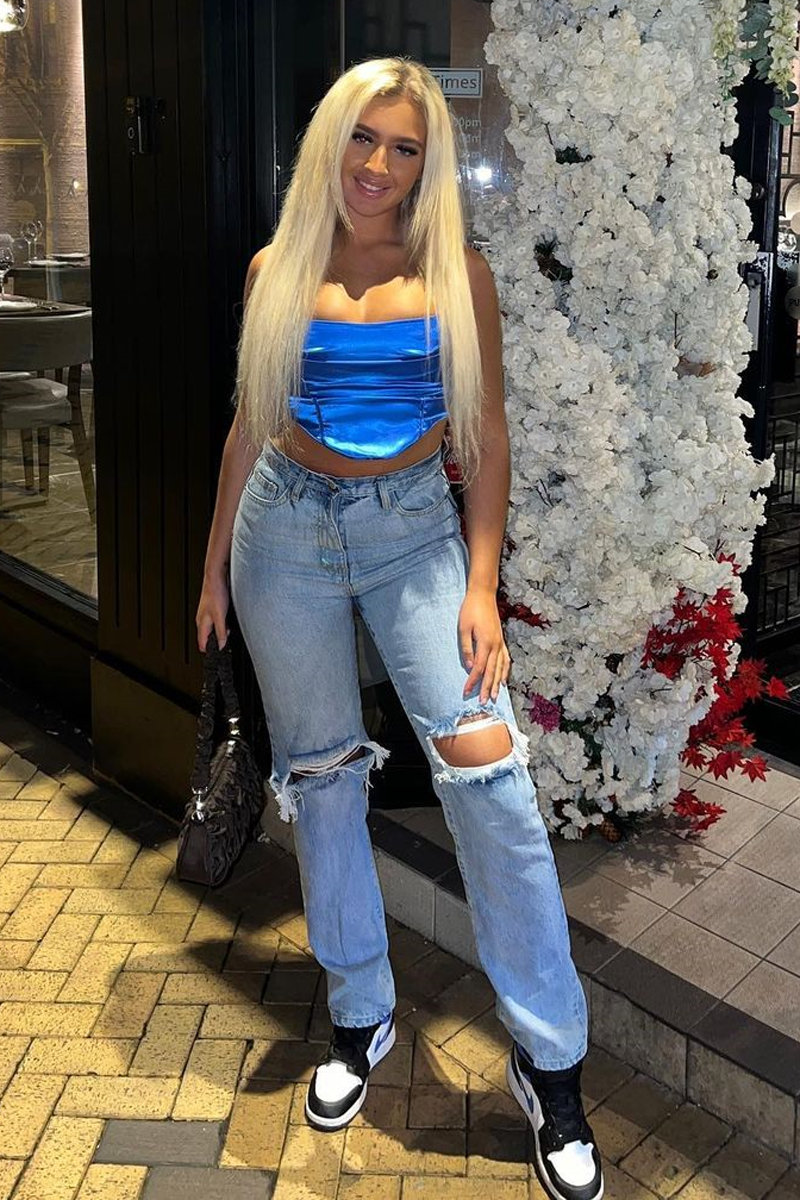 Mid Wash Denim Distressed Knee Jeans